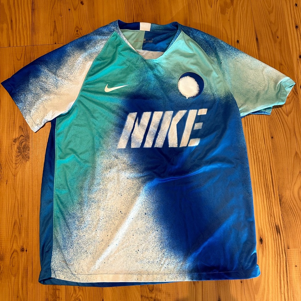 Nike Men's Blue Teal Gradient Soccer Jersey